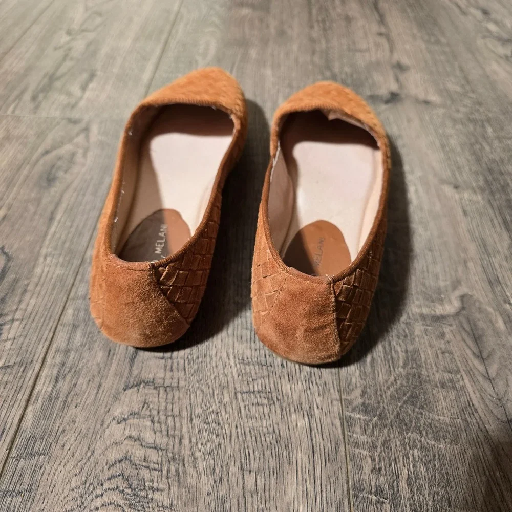 Antonio Melani Woven Leather Loafers Cognac Brown Suede Flats‎ Womens 8M